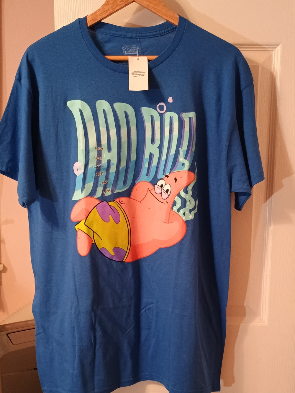 NWTS SpongeBob Squarepants Blue Patrick Star 'DAD BOD"' Graphic Tee Size Medium